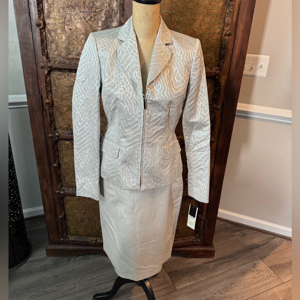 Albert Nipon silver skirt suit 4